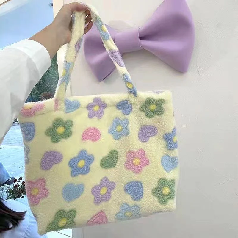 Kawaii Fluffy Soft Floral Handbag - Image 4