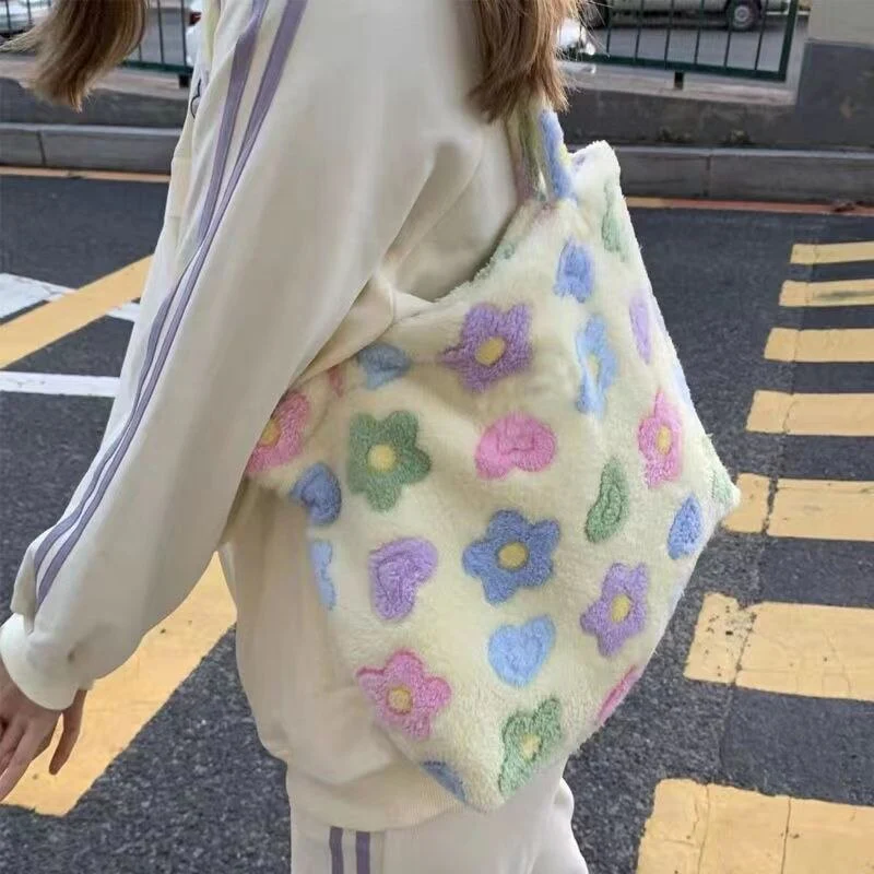 Kawaii Fluffy Soft Floral Handbag - Image 5