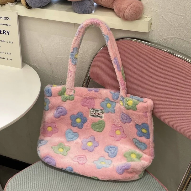 Kawaii Fluffy Soft Floral Handbag - Image 8