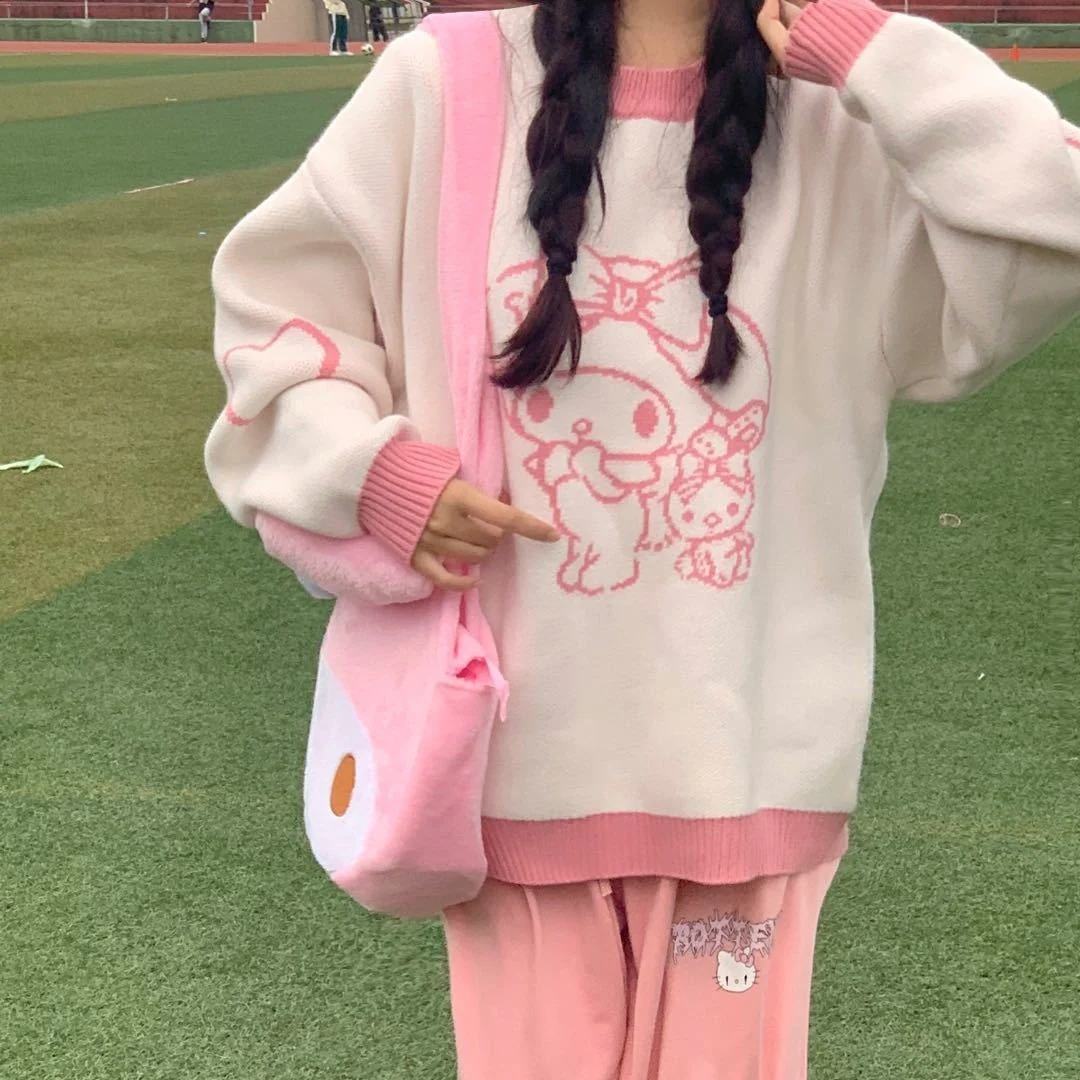 Kawaii My Melody Lovely Sweater White Pink - Image 2