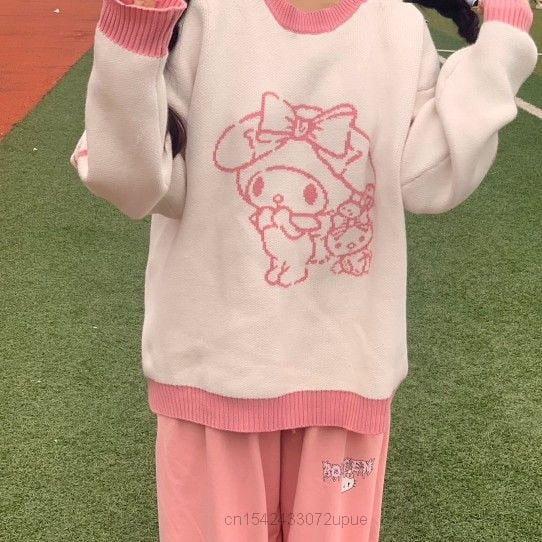 Kawaii My Melody Lovely Sweater White Pink - Image 5