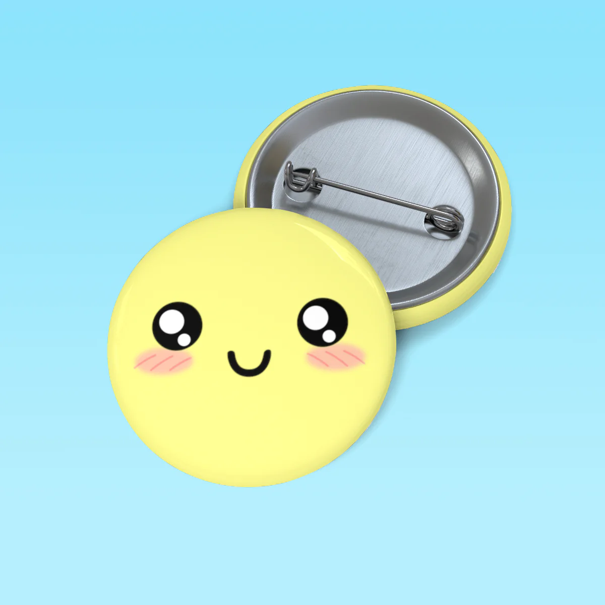 Kawaii Pastel Cutie Face Yellow Pin Button