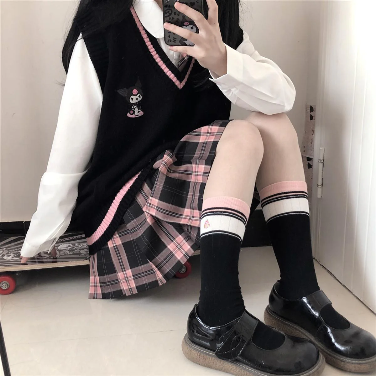Kawaii Sweater Vest Kuromi Black - Image 7