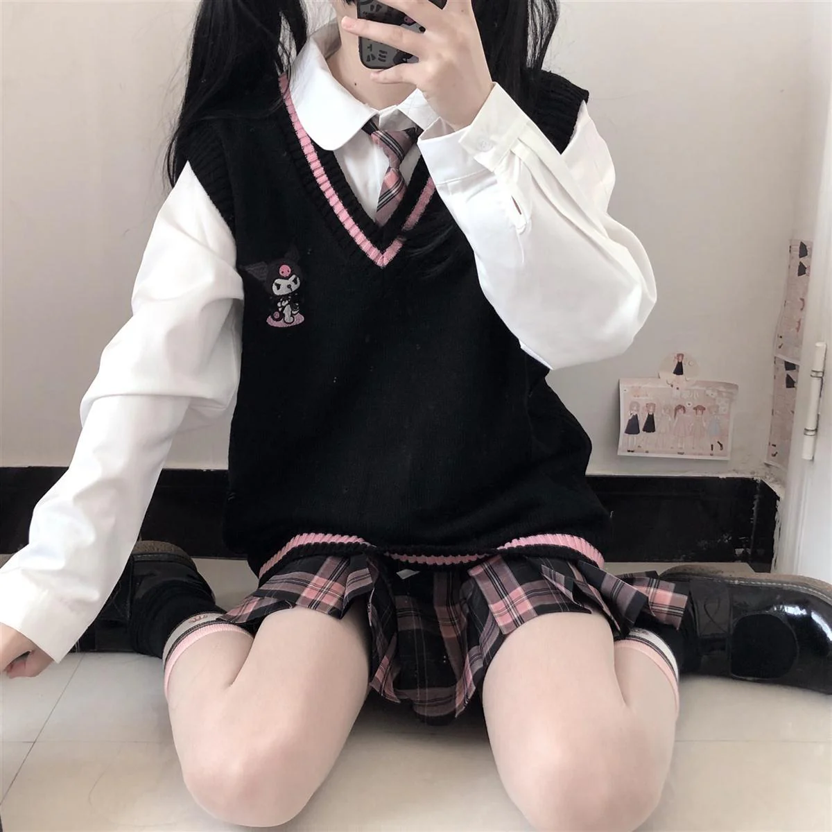 Kawaii Sweater Vest Kuromi Black - Image 8