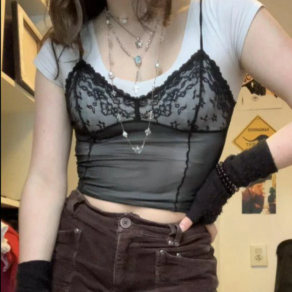 Lace See-through Cami Tank Top - Image 4
