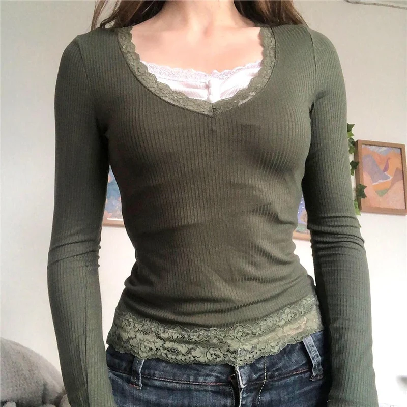 Lace Trim Long Sleeve Top Fairy Grunge - Image 5