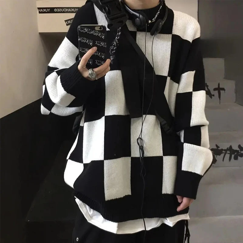 Large Checkerboard Oversize Sweater - Image 2