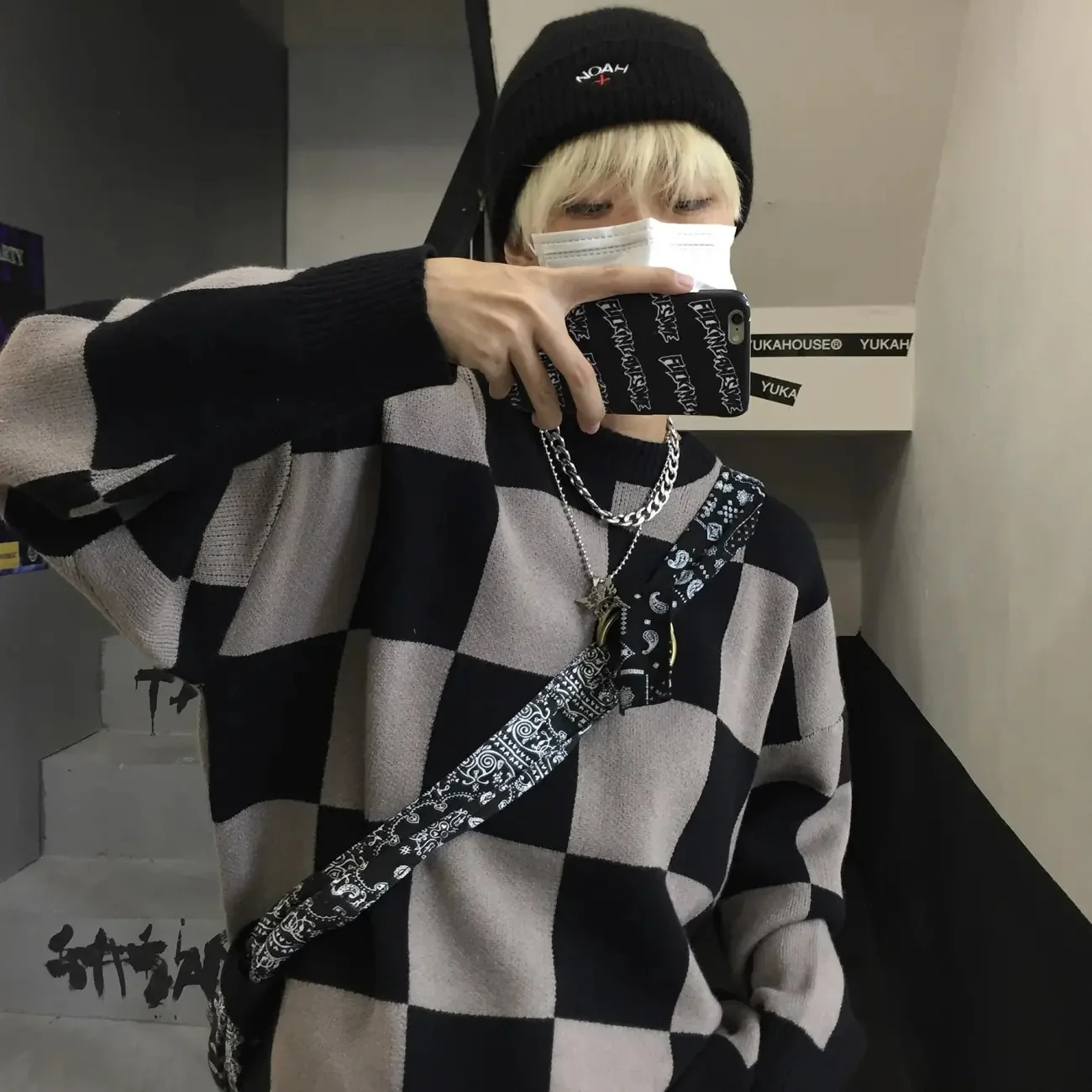 Large Checkerboard Oversize Sweater - Image 3