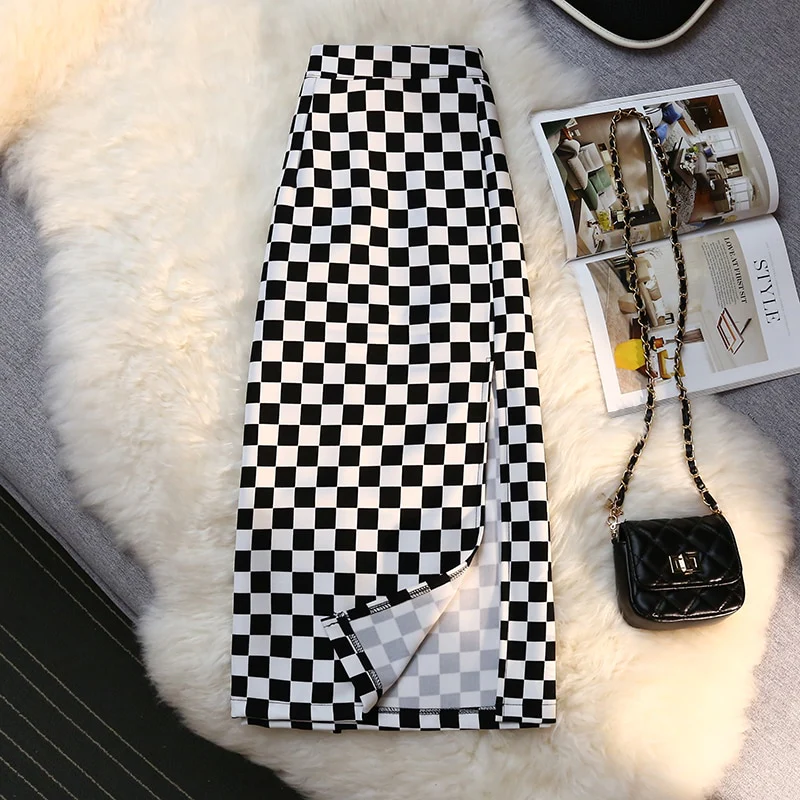 Long Skirt Checkerboard Print - Image 10