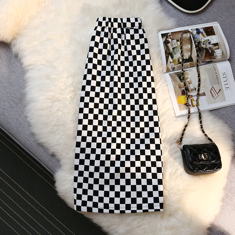 Long Skirt Checkerboard Print - Image 16
