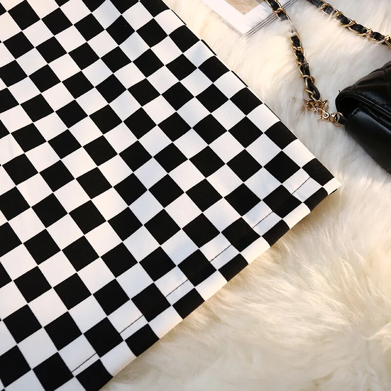Long Skirt Checkerboard Print - Image 19