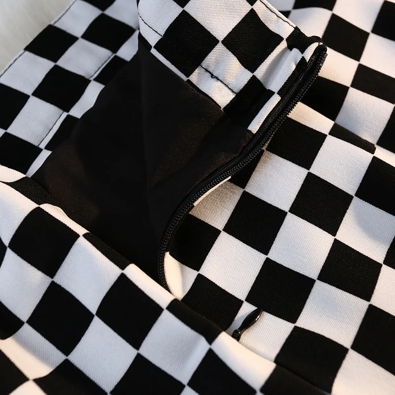 Long Skirt Checkerboard Print - Image 21