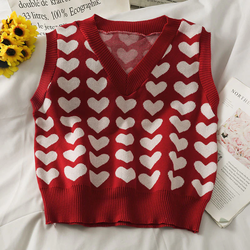 Lovecore V-Neck Knit Sweater Vest