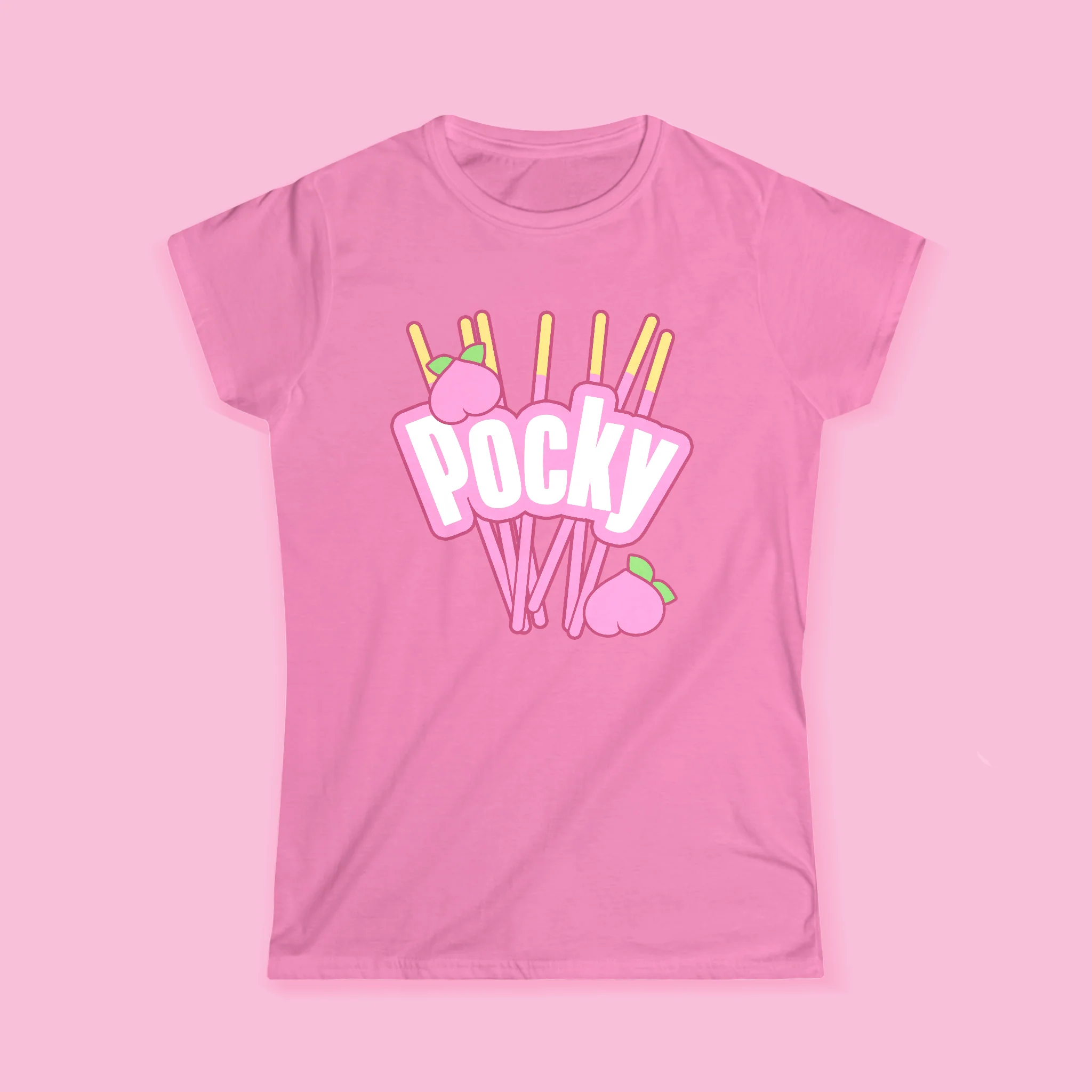 Pink Peach Pocky Girly T-Shirt - Image 2