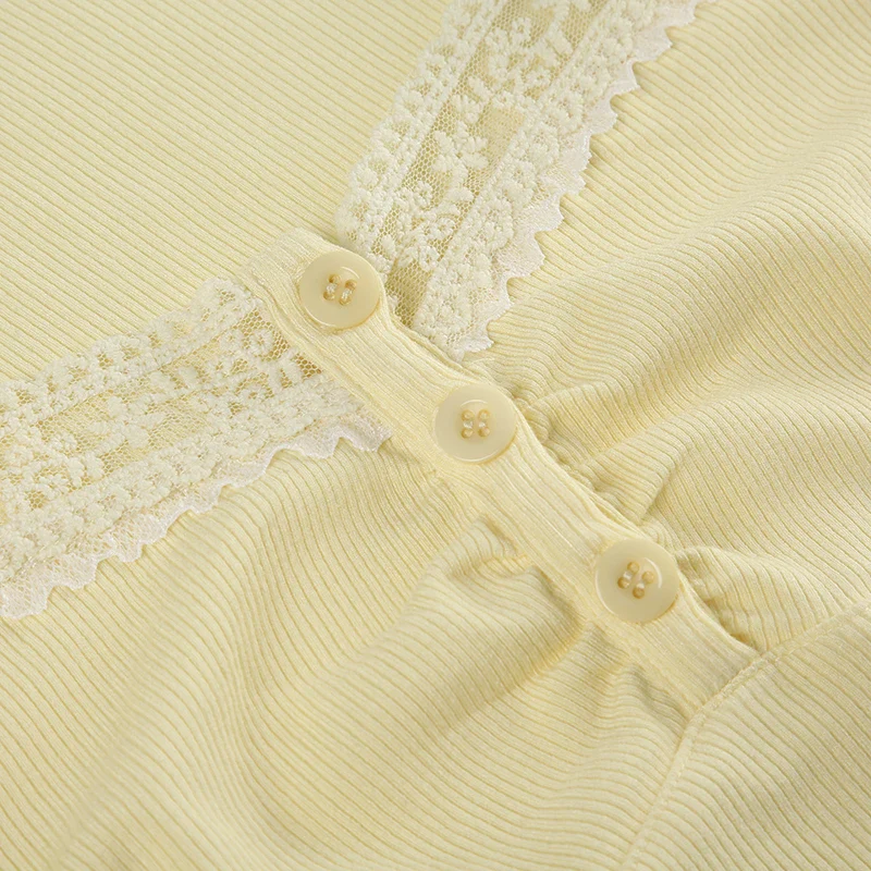 Sweet Girl Summer Yellow Top Lace Trim - Image 5