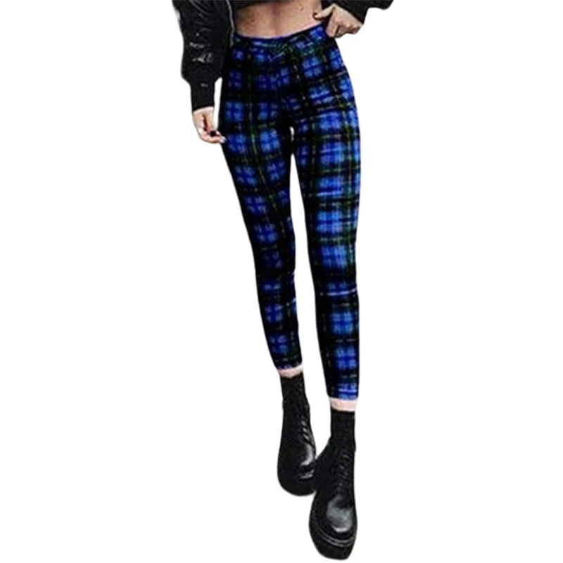 Punk Rock Plaid Leggings Pants - Image 3