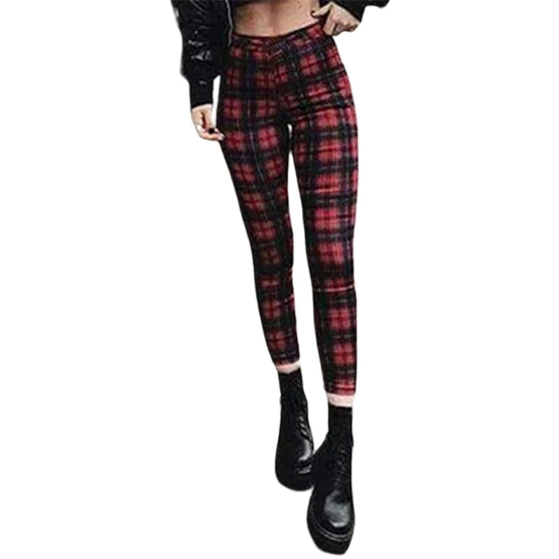 Punk Rock Plaid Leggings Pants - Image 6