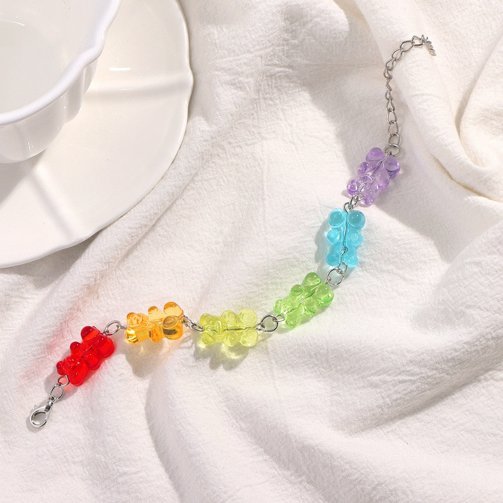 Rainbow Gummy Bear Candy Bracelet - Image 3
