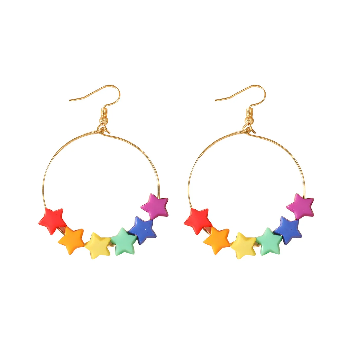 Rainbow Stars Hoop Earrings - Image 5