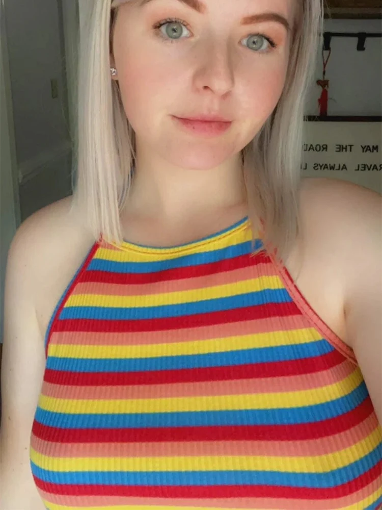 Rainbow Striped Halter Top - Image 5