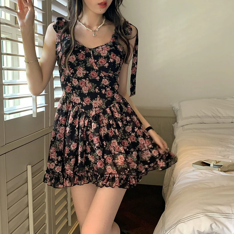Soft Girl Aesthetic Floral Mini Dress - Image 2