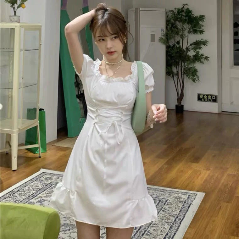 Soft Girl Aesthetic Mini Dress A-line White - Image 10