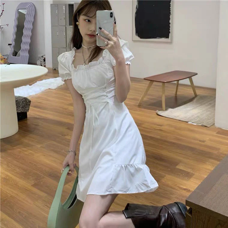 Soft Girl Aesthetic Mini Dress A-line White - Image 4