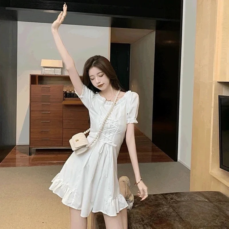 Soft Girl Aesthetic Mini Dress A-line White - Image 6