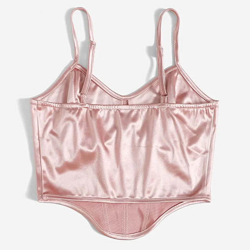 Soft Girl Bustier Satin Top Champagne Pink - Image 4