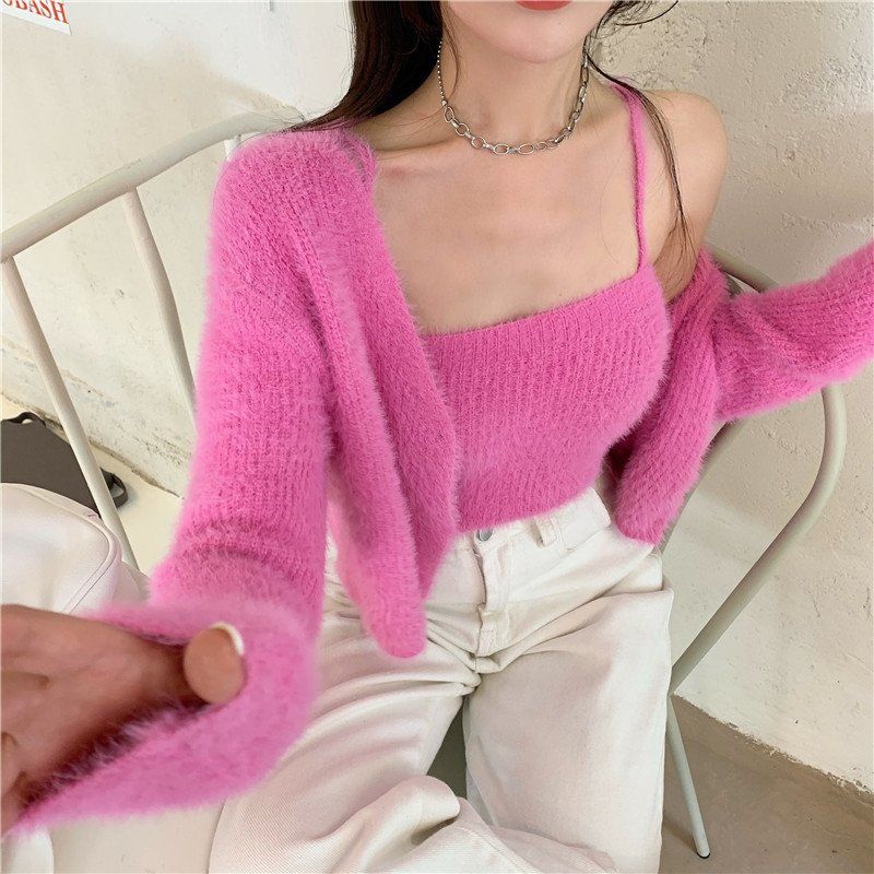Soft Girl Cardigan Camisole Sweater Set - Image 22