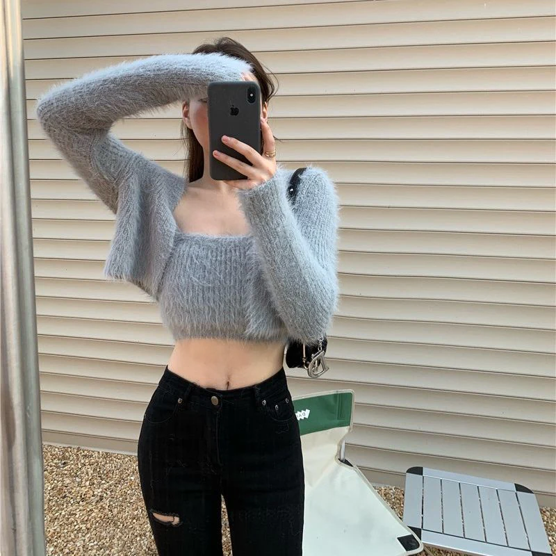 Soft Girl Cardigan Camisole Sweater Set - Image 27