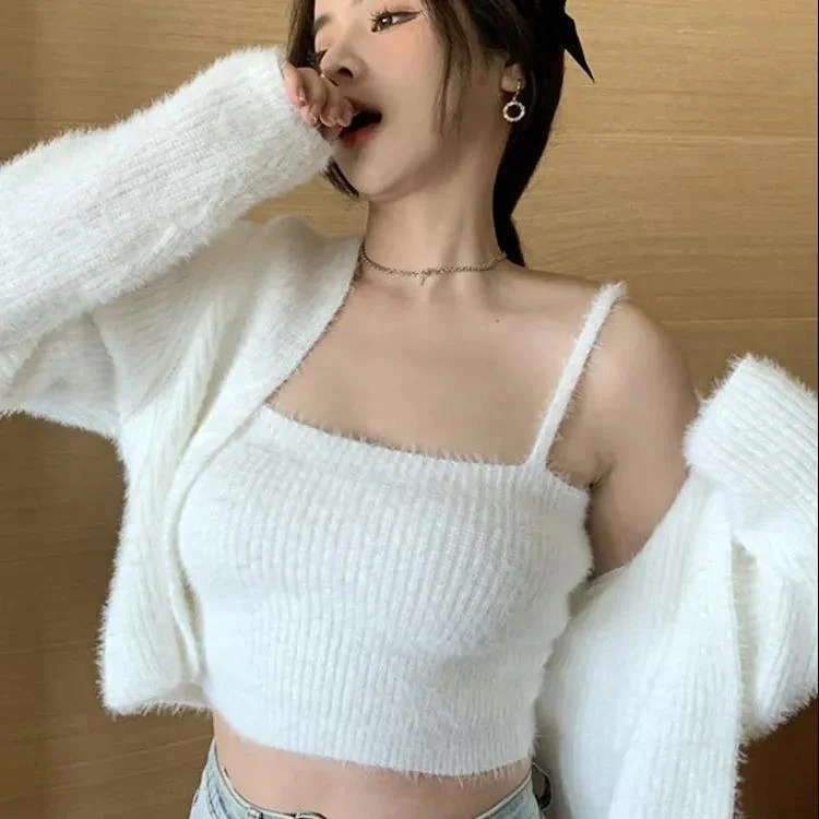 Soft Girl Cardigan Camisole Sweater Set - Image 31