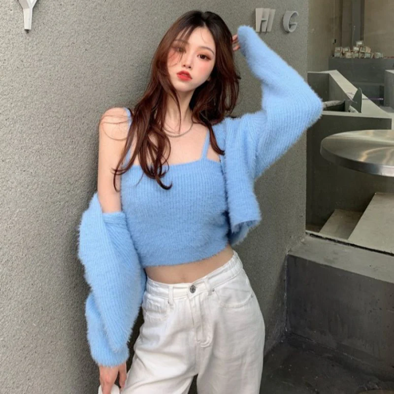 Soft Girl Cardigan Camisole Sweater Set - Image 6