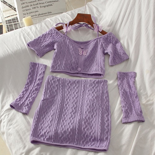 Soft Girl Knitted Matching Set Purple - Image 2