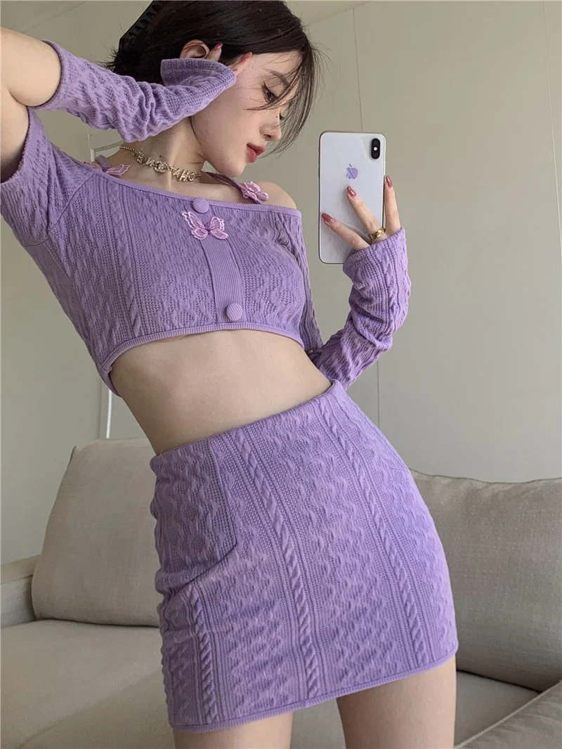 Soft Girl Knitted Matching Set Purple - Image 20