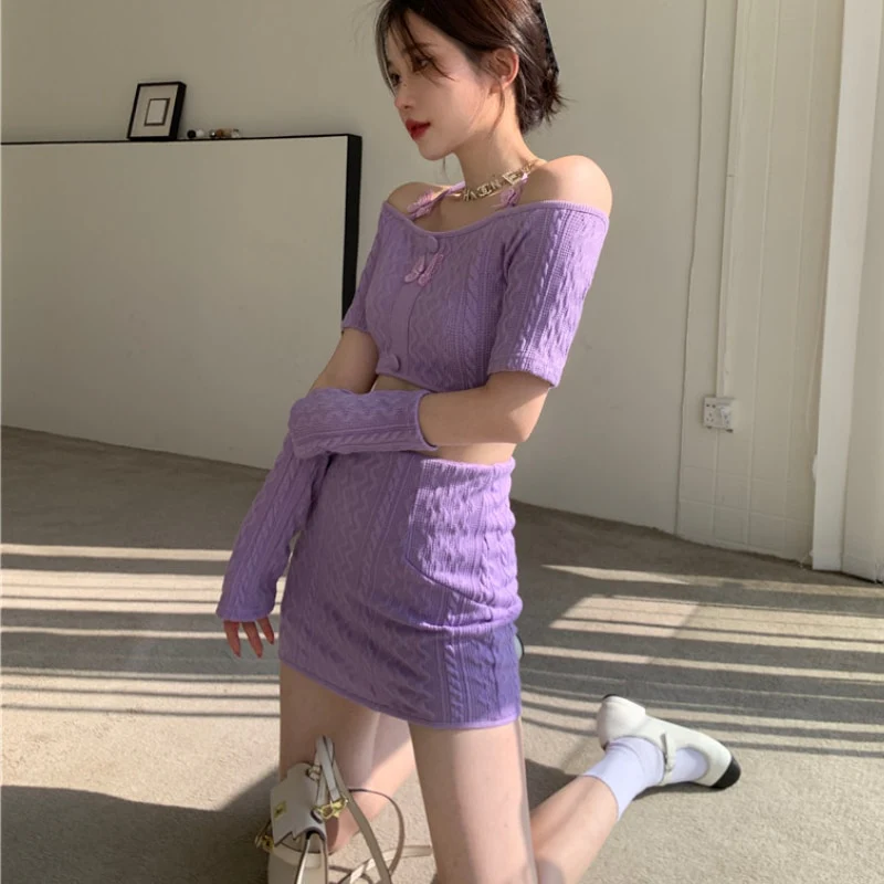 Soft Girl Knitted Matching Set Purple - Image 4