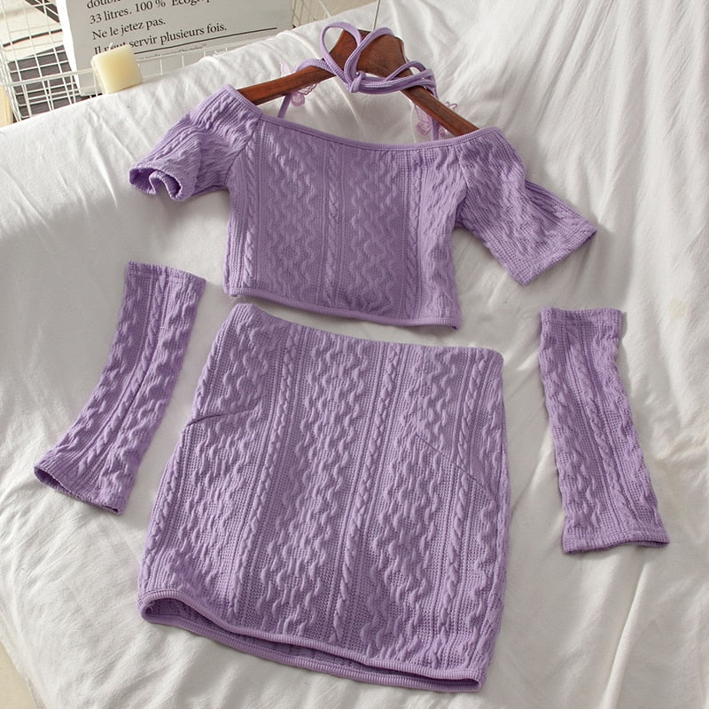 Soft Girl Knitted Matching Set Purple - Image 8