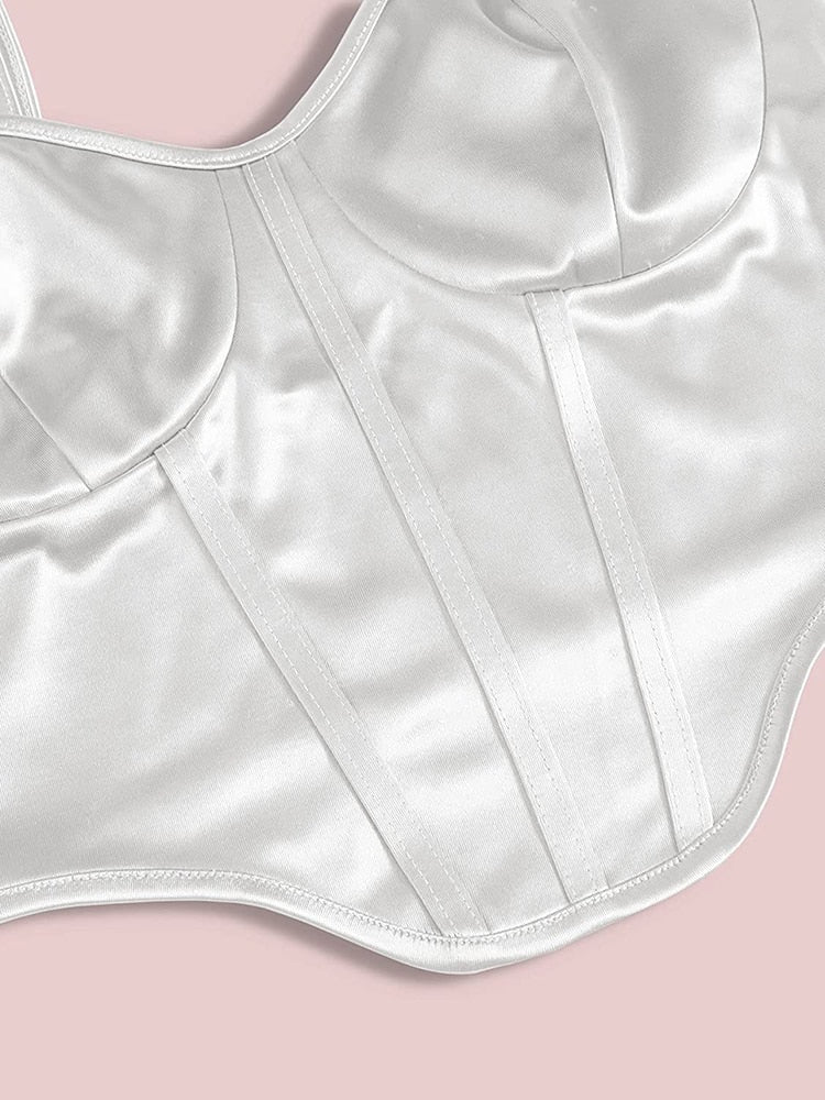 Satin Bustier Top Pearl White - Image 6