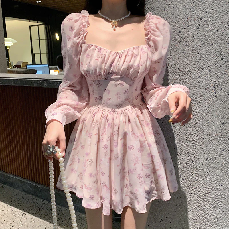 Soft Girl Vintage Floral Mini Dress - Image 2