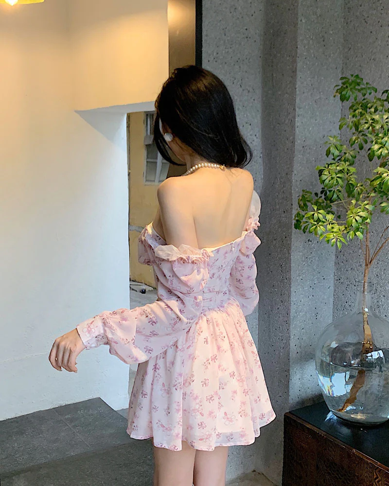 Soft Girl Vintage Floral Mini Dress - Image 7