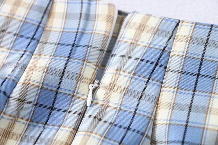 Korean Split Mini Plaid Skirt with Shorts - Image 29