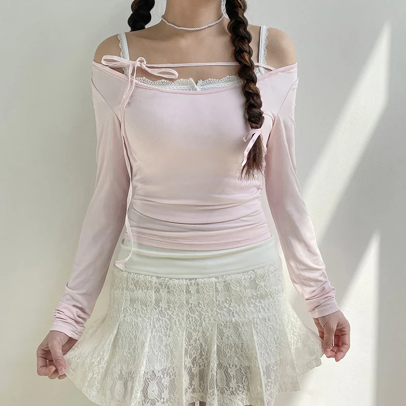 Sweet Girl Lace-up Long Sleeve Top - Image 14