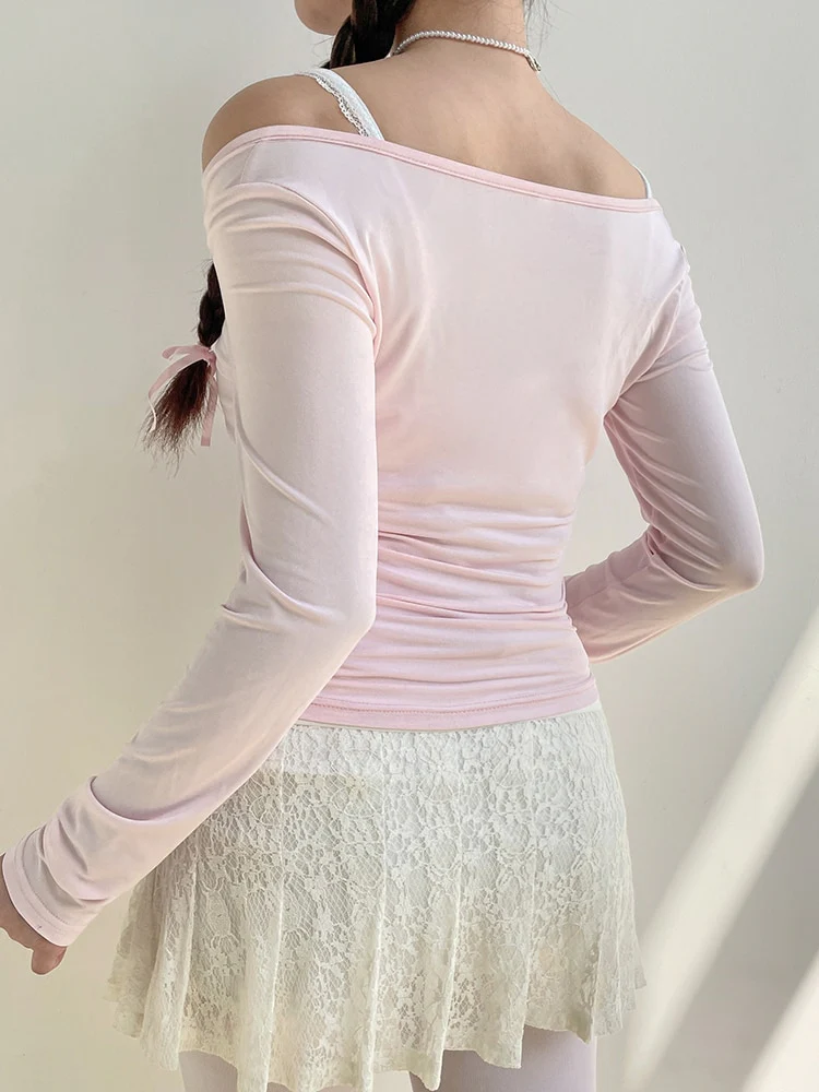 Sweet Girl Lace-up Long Sleeve Top - Image 3