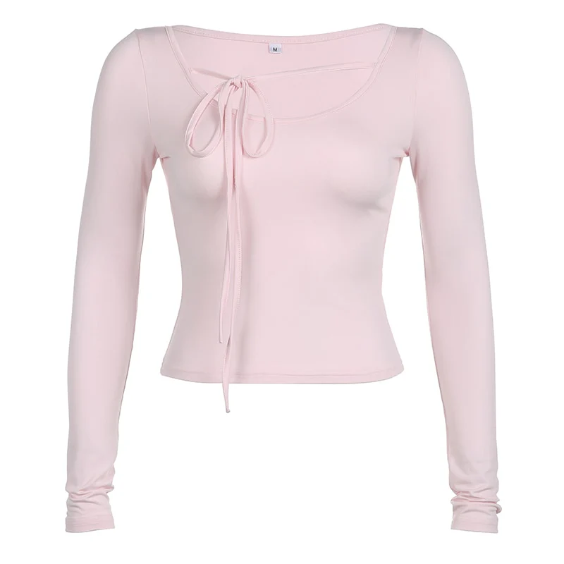 Sweet Girl Lace-up Long Sleeve Top - Image 6