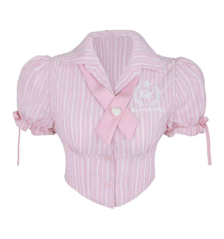 Sweet Girl Pink Blouse Suspender Dress Set - Image 10