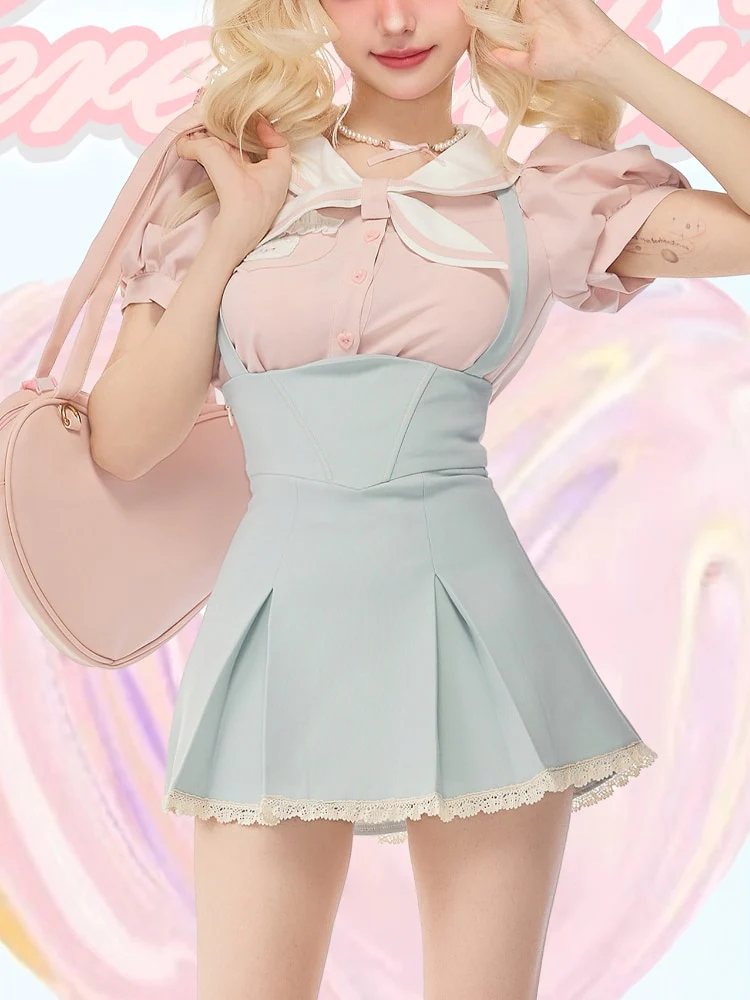 Sweet Girl Two Piece Set Blue Pink - Image 5
