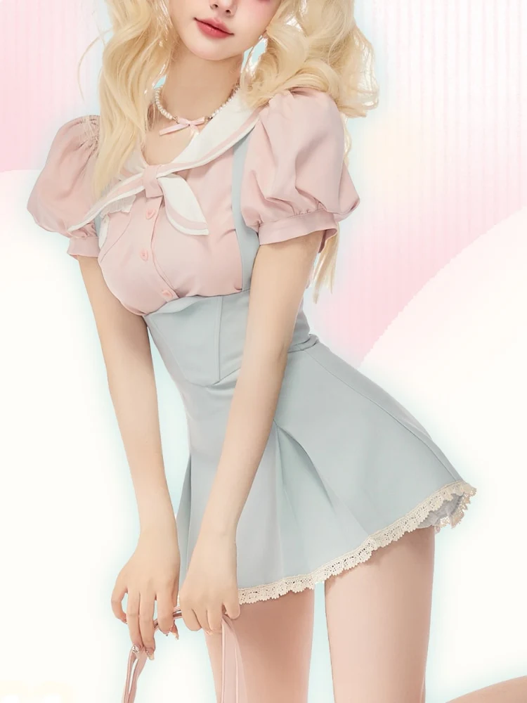 Sweet Girl Two Piece Set Blue Pink - Image 7