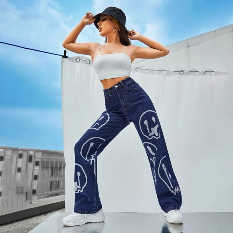 Trippy Smiley Loose Jeans - Image 4