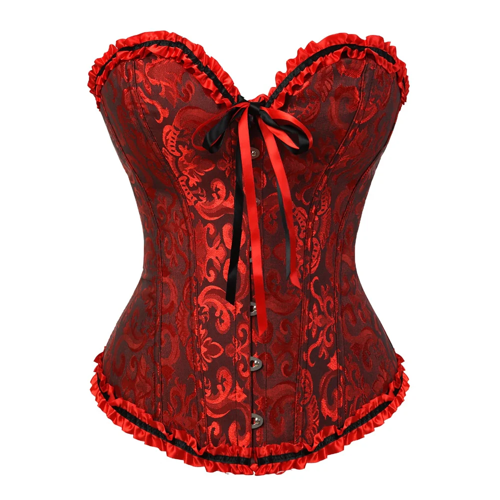 Vampire Corset Bustier Floral Blood Red - Image 3