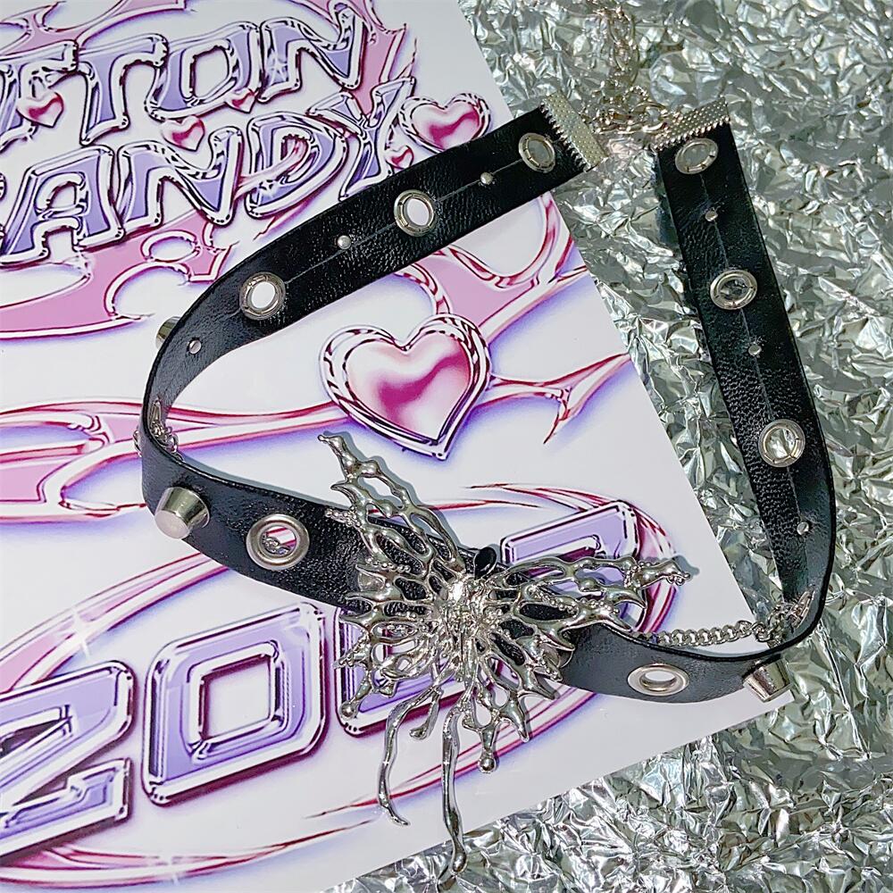 Webcore Y2K Dark Grunge Butterfly Choker - Image 4